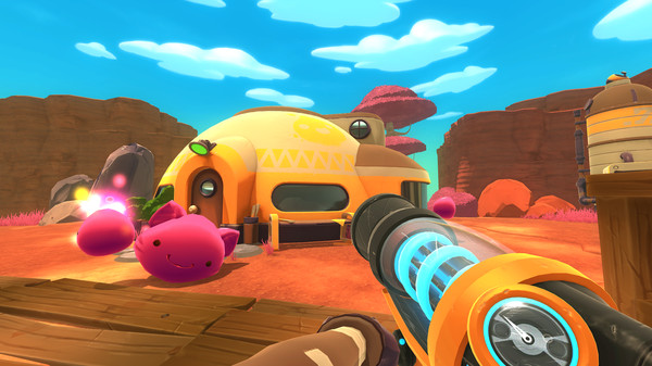 Playing Slime Rancher on pc gaming console as a first person game
