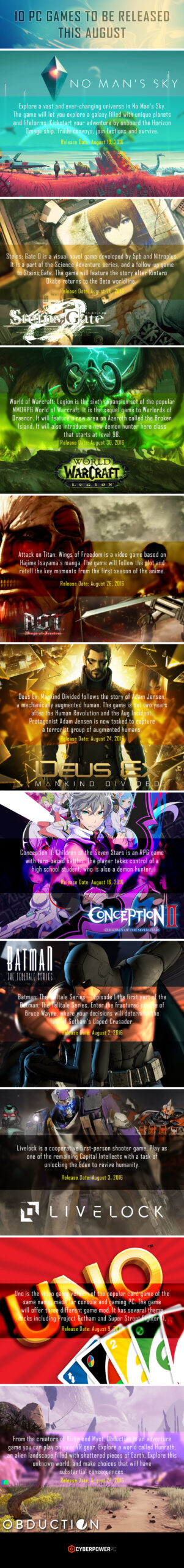 10 PC Games to Be Released this August - CyberPowerPC