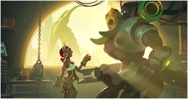 Screenshot of Orisa and her creation as seen in your gaming pc.