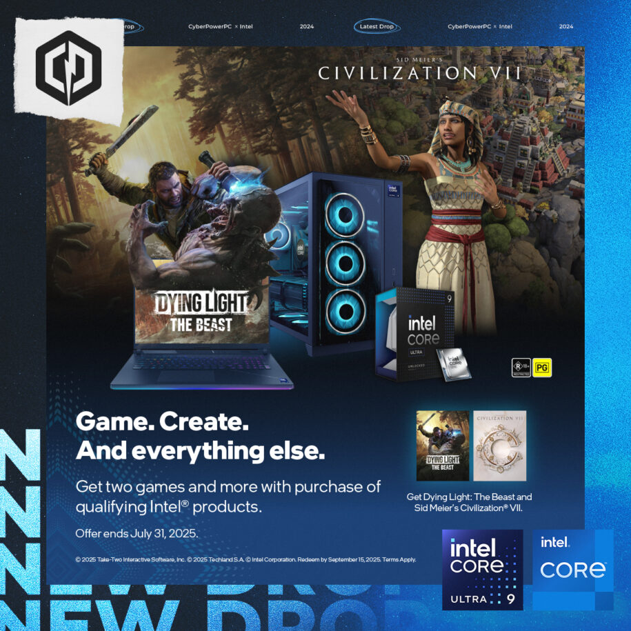 Intel Spring Bundle - Get Dying Light: The Beast & Sid Meyer's Civilization VII with qualifying Intel-based CyberPower Gaming PCs