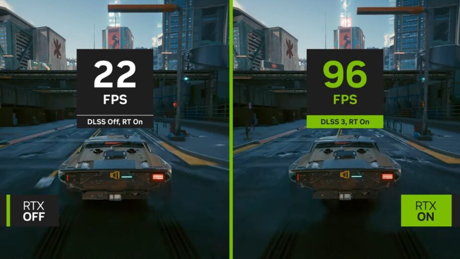 an image showing the difference in framerates when frame generation is enabled