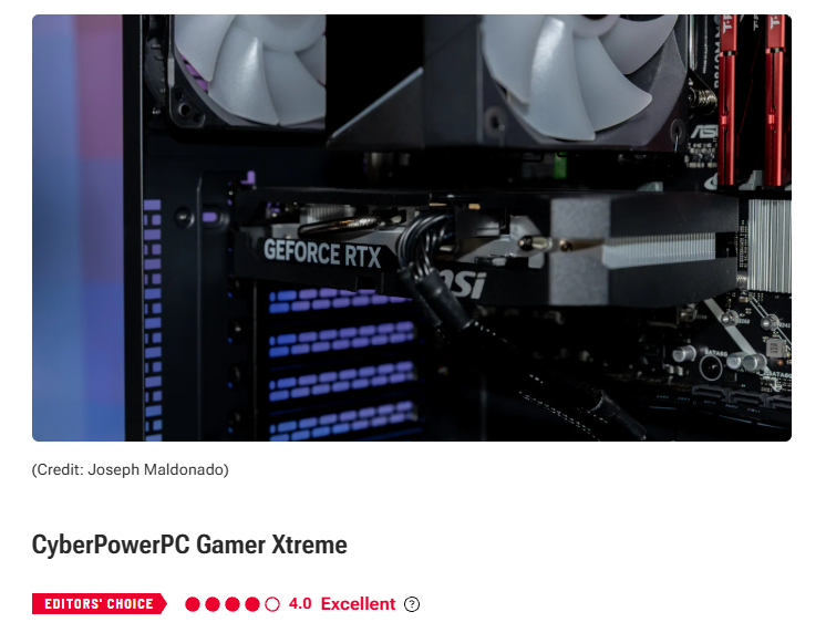 PCMag - Editors Choice Gamer Xtreme