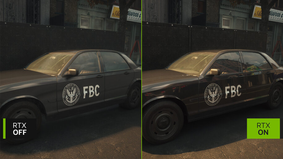 Image comparing RTX ON and RTX Off lighting in Control Resonant