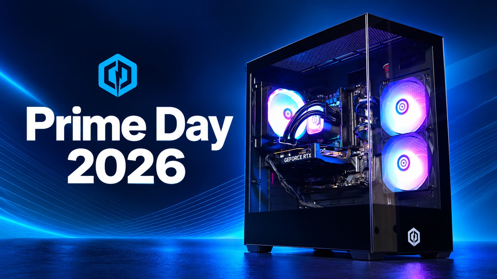CyberPowerPC gaming desktop with Prime Day 2026 title