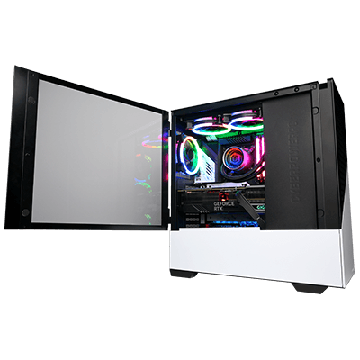 Gaming PC Computer Case RGB LED Mid Tower ATX Tempered Glass 6x Halo Ring  Fans