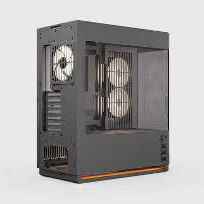 CyberPowerPC MA-01 ATX Mid Tower, Tempered Glass Front & Side + 6x ARGB Fans (Steel Gray)  [Pre-Order Only: Expect product to be shipped on or after October 7th]