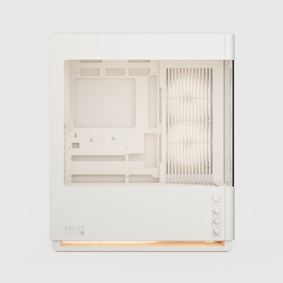 CyberPowerPC MA-01 ATX Mid Tower, Tempered Glass Front & Side + 6x ARGB Fans (Off White)  [Pre-Order Only: Expect product to be shipped on or after October 7th]