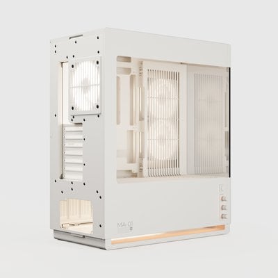 CyberPowerPC MA-01 ATX Mid Tower, Tempered Glass Front & Side + 6x ARGB Fans (Off White)  [Pre-Order Only: Expect product to be shipped on or after October 7th]