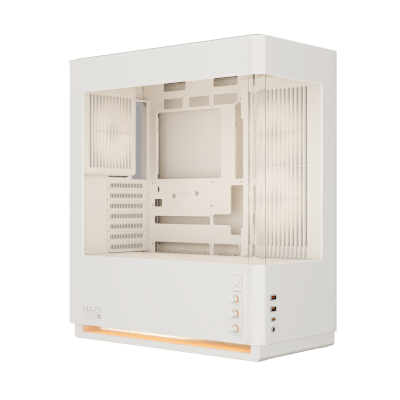 CyberPowerPC MA-01 ATX Mid Tower, Tempered Glass Front & Side + 6x ARGB Fans (Off White)  [Pre-Order Only: Expect product to be shipped on or after October 7th]