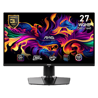 27" MSI MAG 271QPX QD-OLED 2560x1440 (WQHD) 360Hz refresh rate, and rapid 0.03ms(GtG) QD-OLED Gaming Monitor