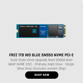 FREE 1TB WD Blue SN550 NVME PCI-E Solid State Drive Upgrade from 500GB Intel 660P NVME SSD - (Primary Hard Drive - Single Drive Only) [Excludes Instant Ship]